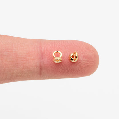 10pcs Gold Bead End Cap with Loop, Gold plated Brass bead end for Necklace Making (GB-4262)