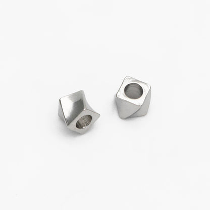 20pcs Gold/ Silver tone Twisted Cube Beads 4x3mm, Real Gold/ Rhodium plated Brass Cube Spacer Beads (GB-4263)