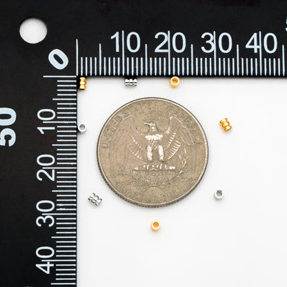 20pcs Gold/ Silver Tube Beads 2.5x2mm, 18K Gold/ Rhodium plated Brass, Tube Spacer Beads (GB-4264)