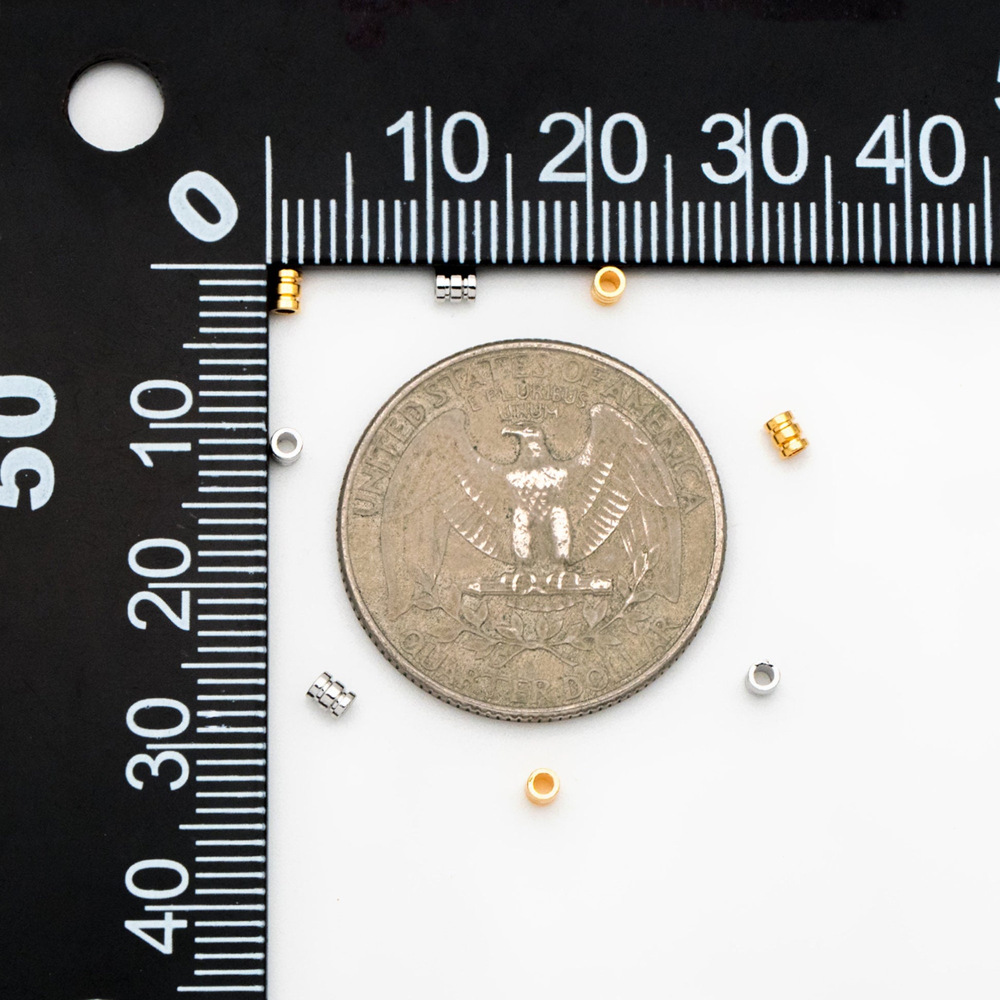 20pcs Gold/ Silver Tube Beads 2.5x2mm, 18K Gold/ Rhodium plated Brass, Tube Spacer Beads (GB-4264)