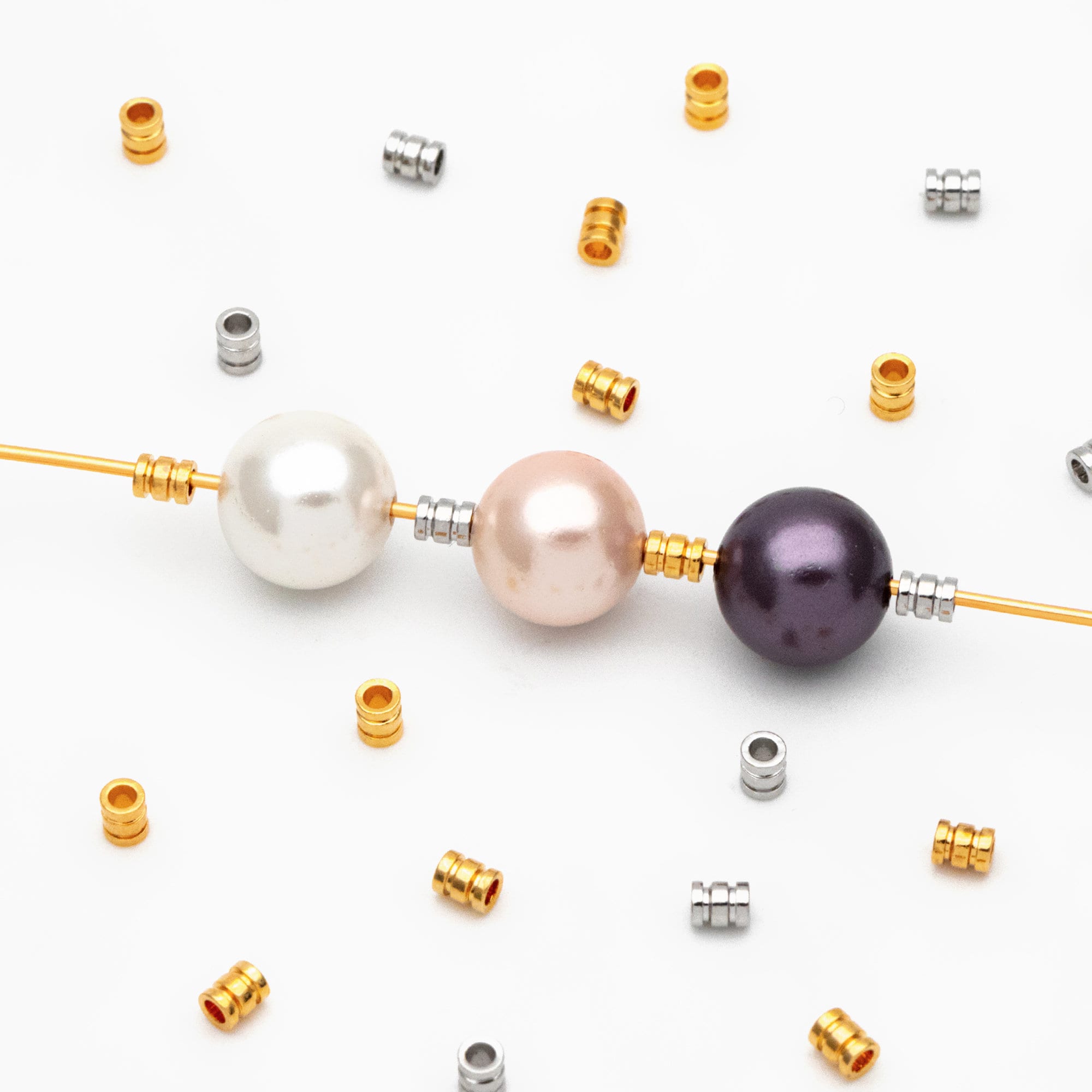 20pcs Gold/ Silver Tube Beads 2.5x2mm, 18K Gold/ Rhodium plated Brass, Tube Spacer Beads (GB-4264)