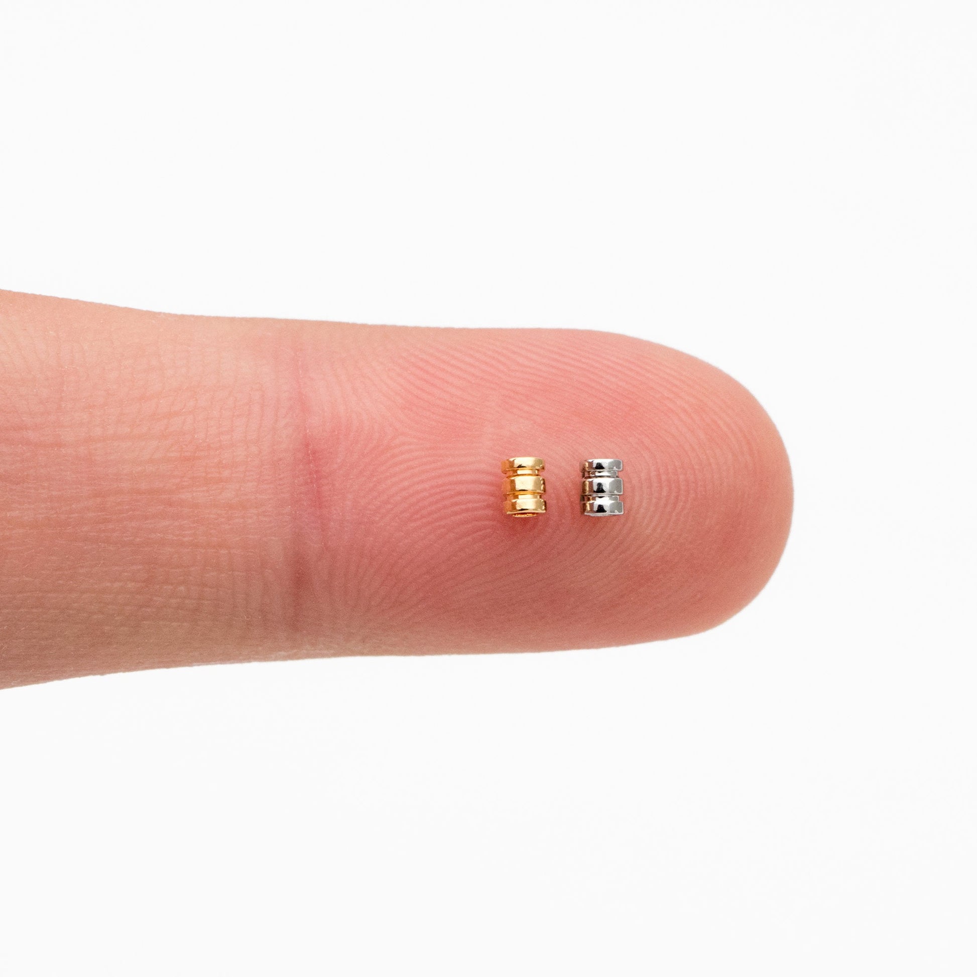 20pcs Gold/ Silver Tube Beads 2.5x2mm, 18K Gold/ Rhodium plated Brass, Tube Spacer Beads (GB-4264)