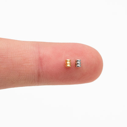 20pcs Gold/ Silver Tube Beads 2.5x2mm, 18K Gold/ Rhodium plated Brass, Tube Spacer Beads (GB-4264)