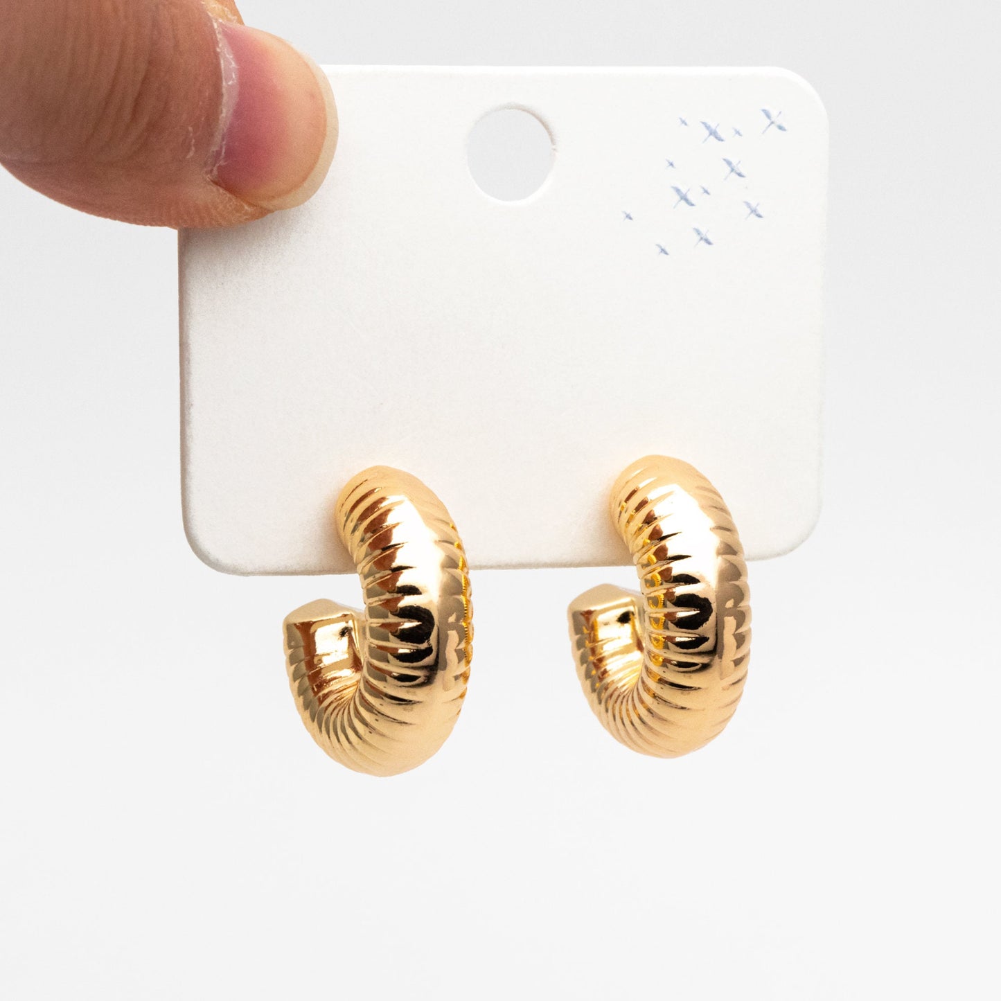 4pcs Gold Round Circle Earrings 25mm, Gold plated Brass, Dainty Geometric Hoop Stud Earrings (GB-4265)