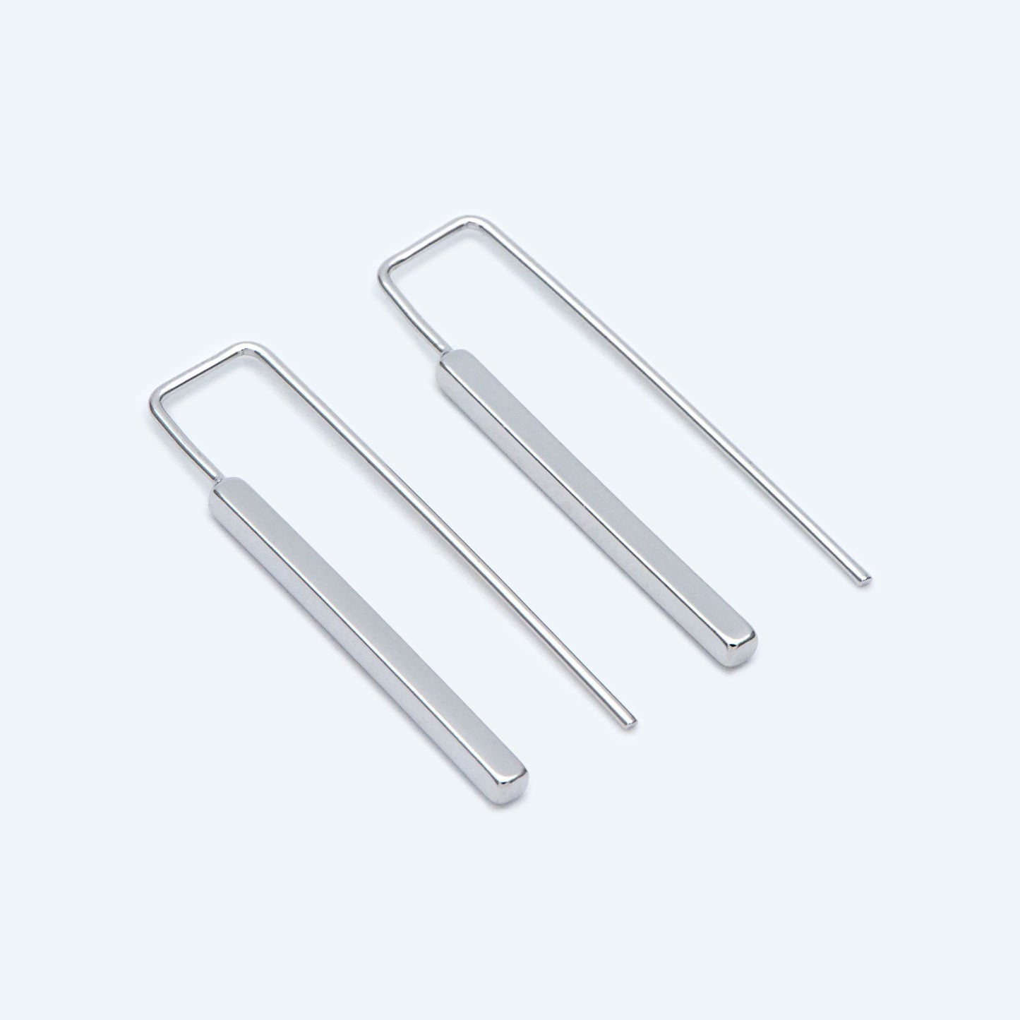 10pcs Gold/ Silver Tone Cube Ear Hooks 34x10mm, Gold/ Rhodium plated Brass Square Bar Earwires, Minimalist Earring Components (GB-2732)