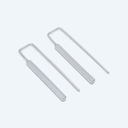 10pcs Gold/ Silver Tone Cube Ear Hooks 34x10mm, Gold/ Rhodium plated Brass Square Bar Earwires, Minimalist Earring Components (GB-2732)