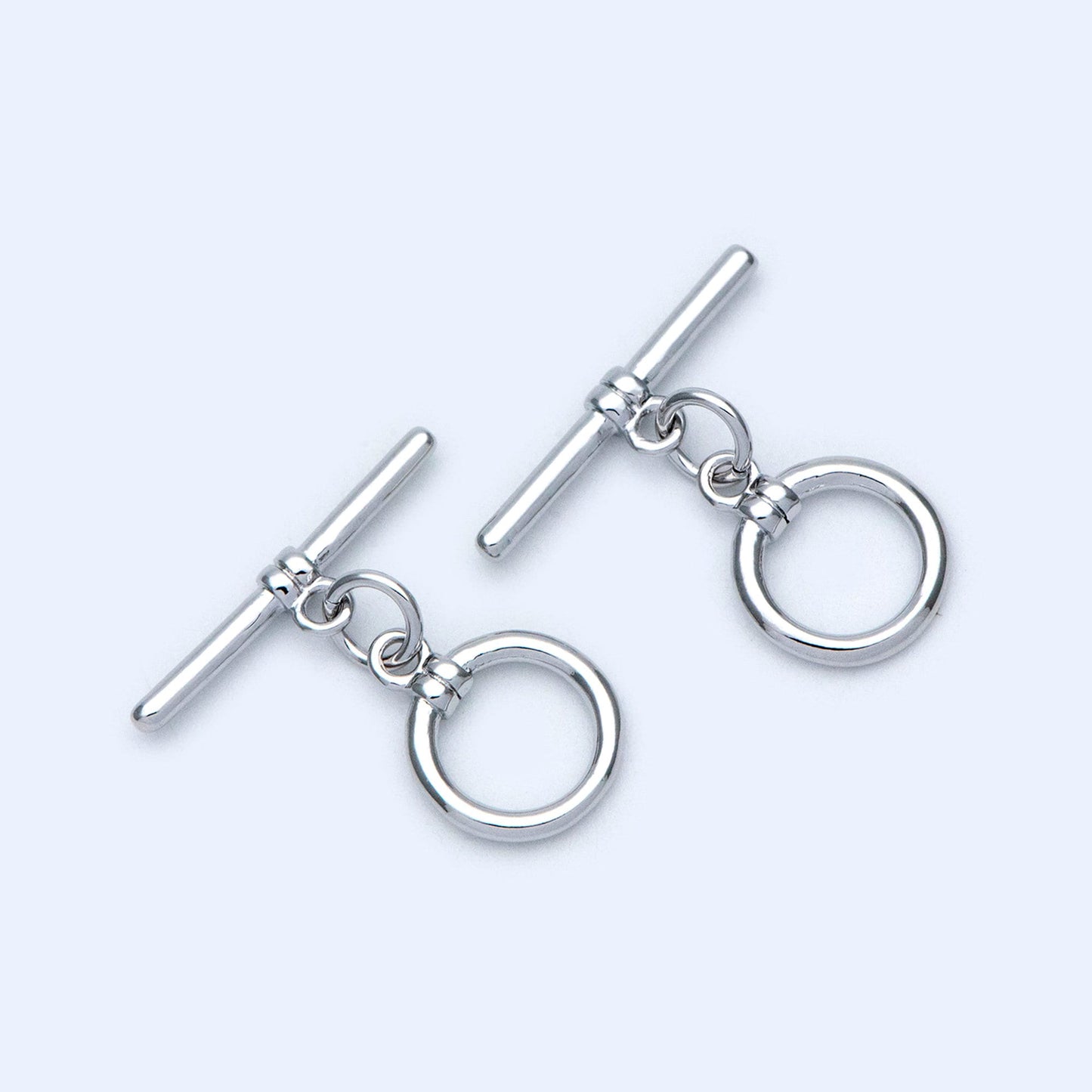 10 sets Gold/ Silver Toggle Clasp, Real Gold/ Rhodium plated Brass, Easy Close Clasp 10mm Smooth Round (#GB-1543-D)