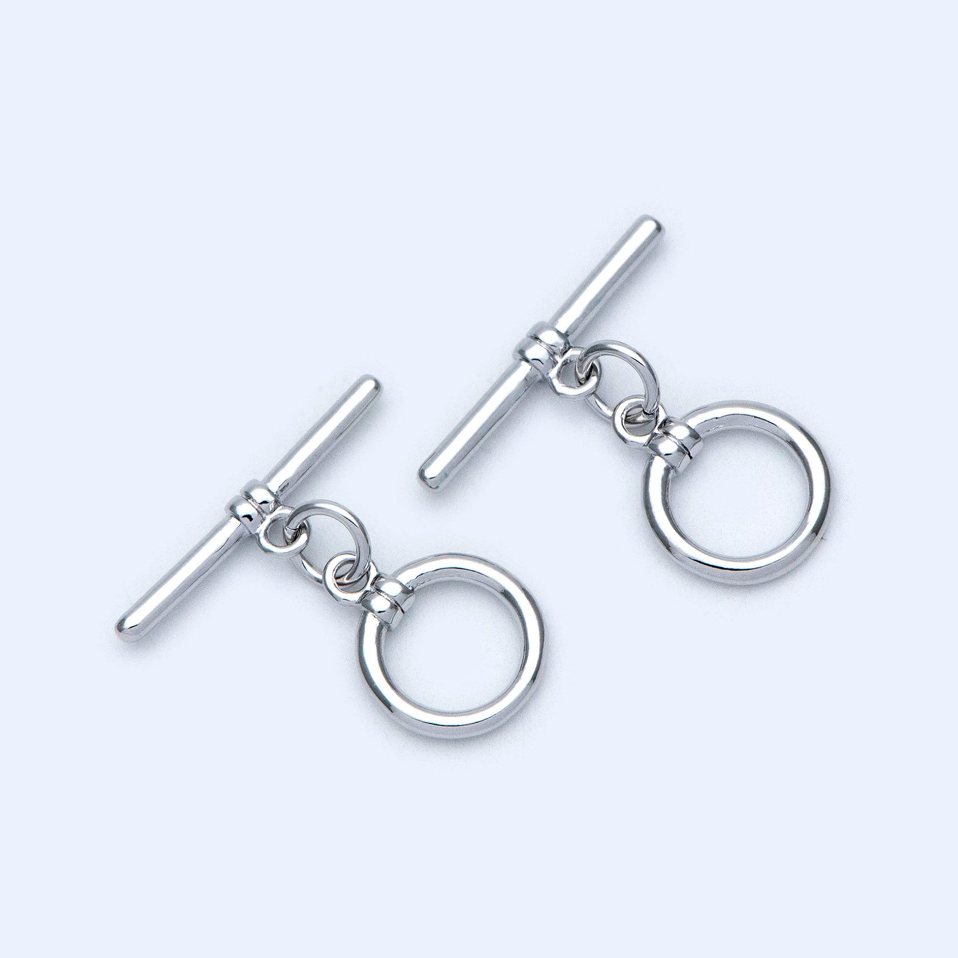 10 sets Gold/ Silver Toggle Clasp, Real Gold/ Rhodium plated Brass, Easy Close Clasp 10mm Smooth Round (#GB-1543-D)