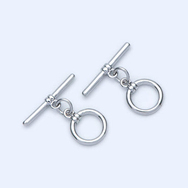 10 sets Gold/ Silver Toggle Clasp, Real Gold/ Rhodium plated Brass, Easy Close Clasp 10mm Smooth Round (#GB-1543-D)