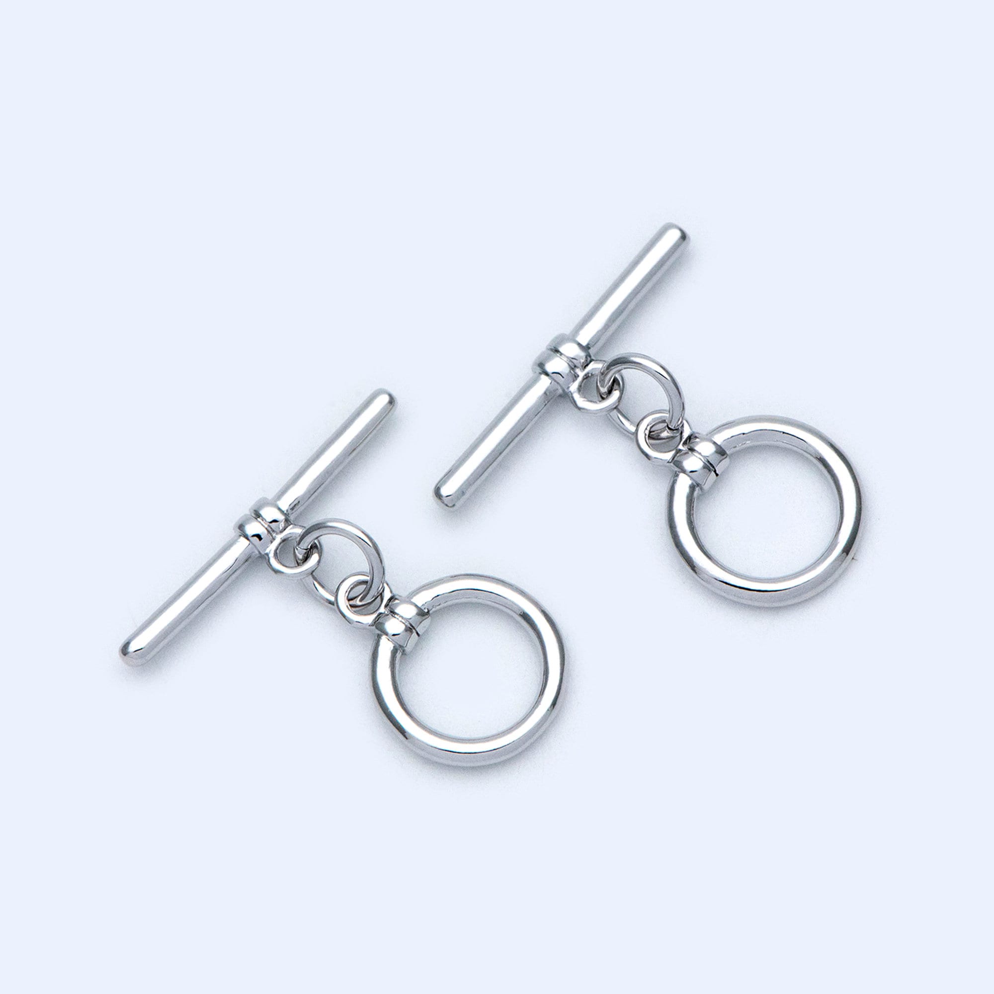 10 sets Gold/ Silver Toggle Clasp, Real Gold/ Rhodium plated Brass, Easy Close Clasp 10mm Smooth Round (#GB-1543-D)