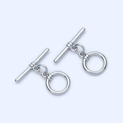 10 sets Gold/ Silver Toggle Clasp, Real Gold/ Rhodium plated Brass, Easy Close Clasp 10mm Smooth Round (#GB-1543-D)