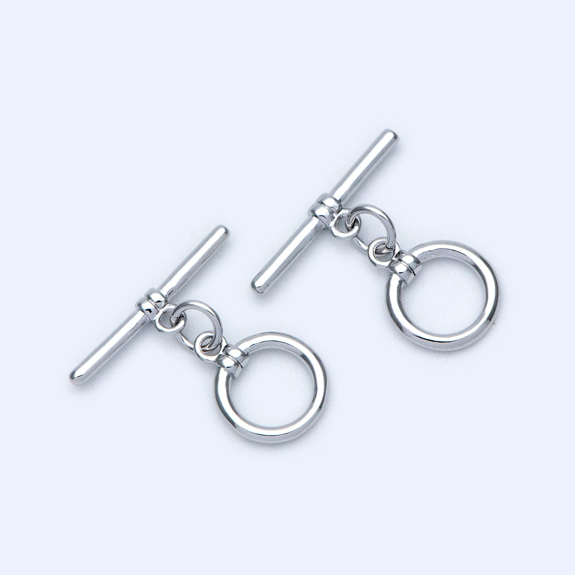 10 sets Gold/ Silver Toggle Clasp, Real Gold/ Rhodium plated Brass, Easy Close Clasp 10mm Smooth Round (#GB-1543-D)