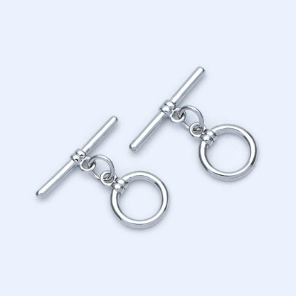 10 sets Gold/ Silver Toggle Clasp, Real Gold/ Rhodium plated Brass, Easy Close Clasp 10mm Smooth Round (#GB-1543-D)