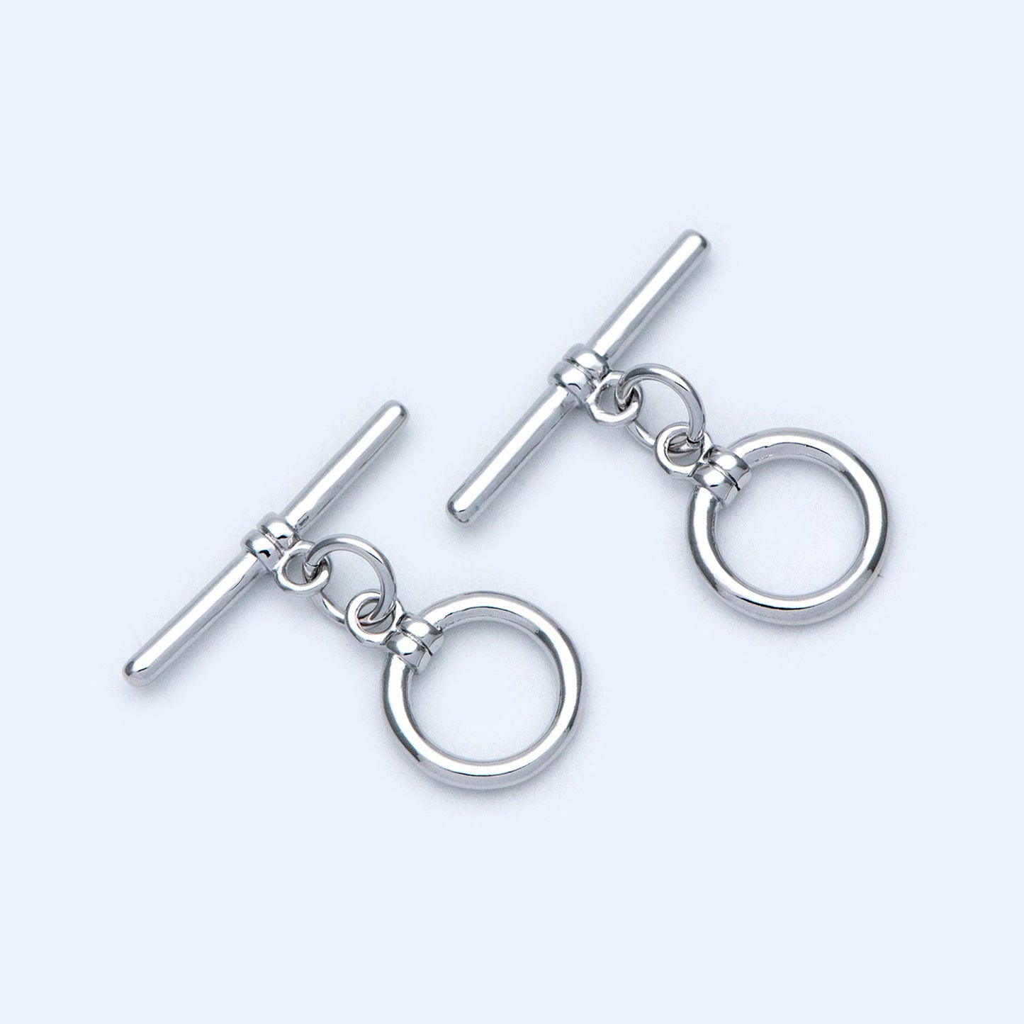 10 sets Gold/ Silver Toggle Clasp, Real Gold/ Rhodium plated Brass, Easy Close Clasp 10mm Smooth Round (#GB-1543-D)