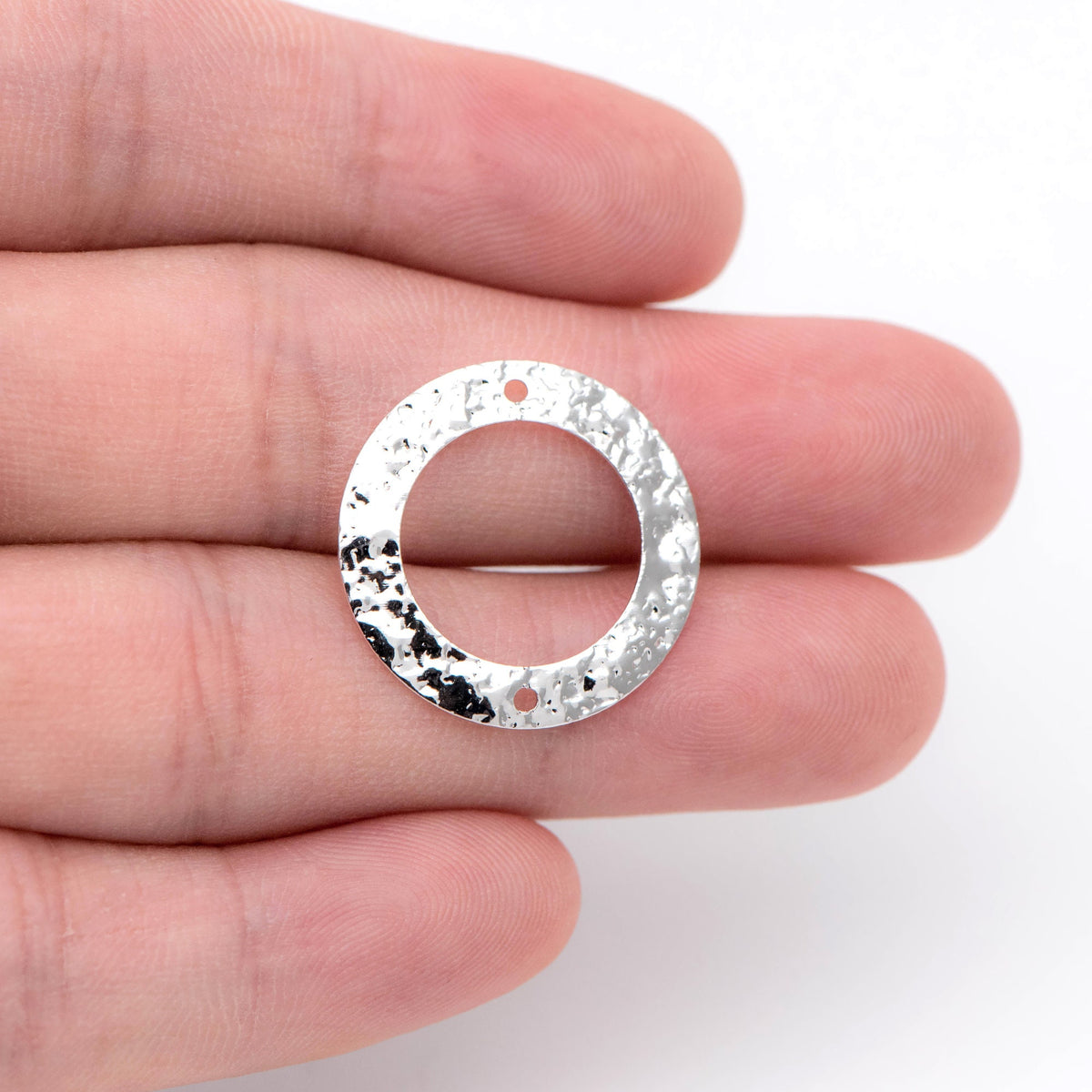 10pcs Gold/ Silver tone Circle Disc Connector Pendant 21mm, Gold/ Rhodium plated Brass Geometric Hammered Charms (GB-1422-A)