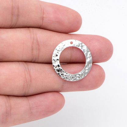 10pcs Gold/ Silver tone Circle Disc Pendant 21mm, Gold/ Rhodium plated Brass Geometric Hammered Charms (GB-1422-G)