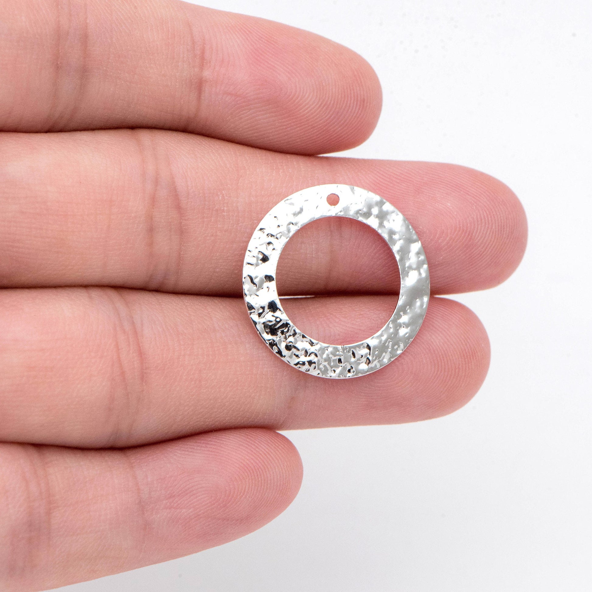 10pcs Gold/ Silver tone Circle Disc Pendant 21mm, Gold/ Rhodium plated Brass Geometric Hammered Charms (GB-1422-G)