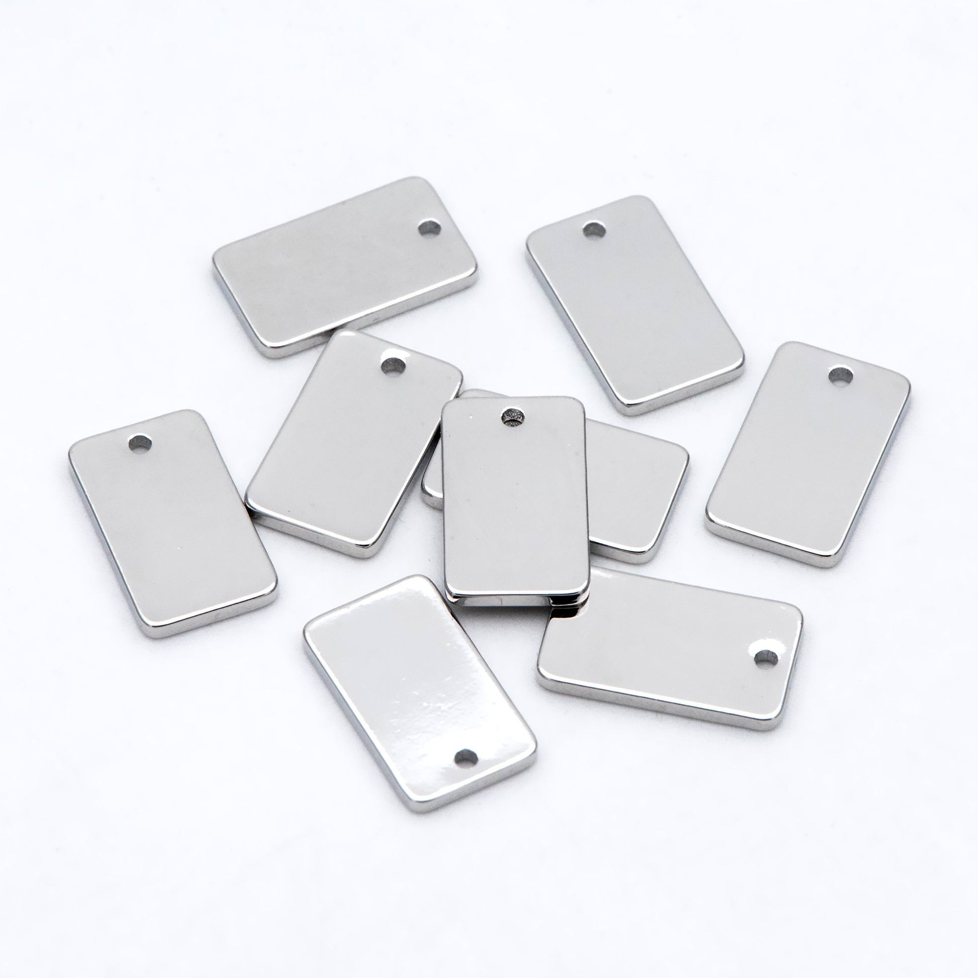 10pcs Gold/ Silver/ Rose Gold Rectangle Charms, Gold/ Rhodium plated Brass Flat Rectangle Pendants 12x7mm, Geometric Bar Charms (GB-2245)