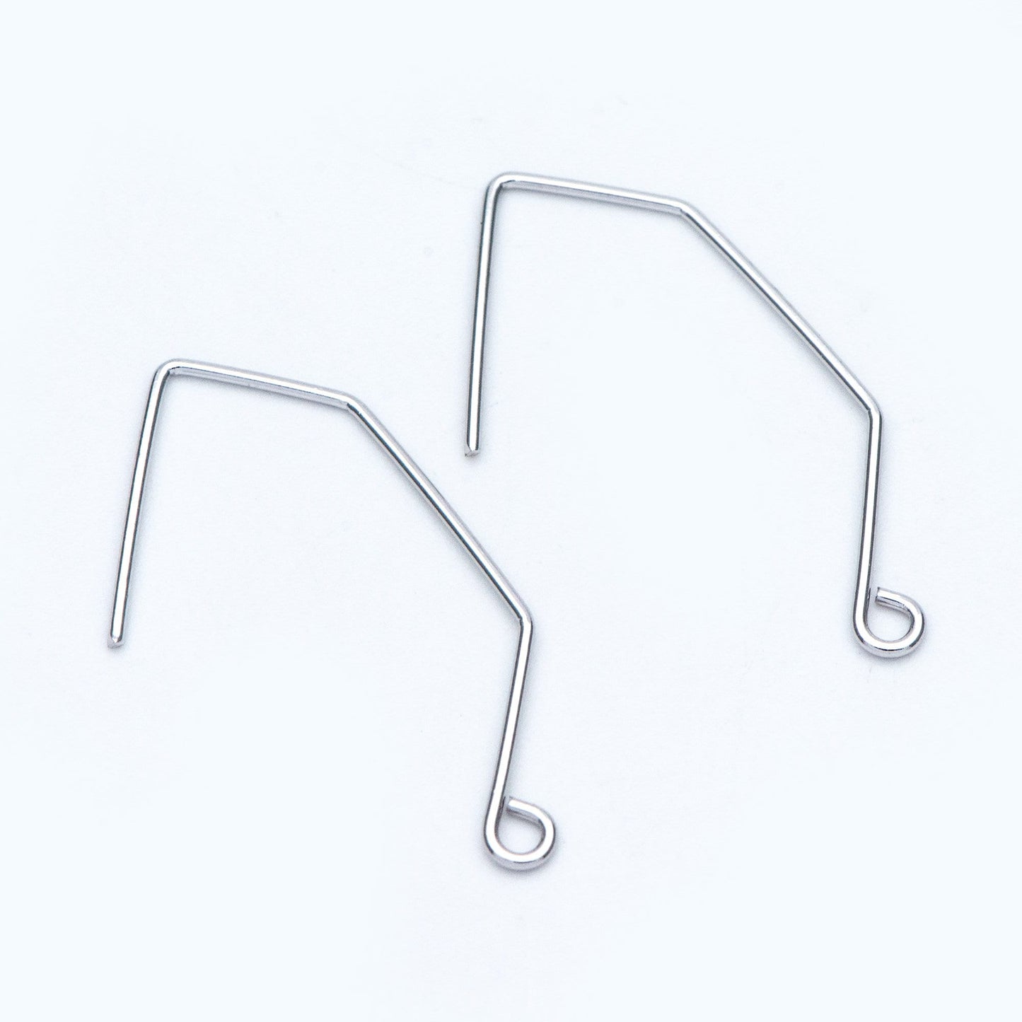 10pcs Gold/ Silver tone Ear Hooks 32x18mm, Gold/ Rhodium plated Brass Simple Earwires Earring Components (GB-947-B)