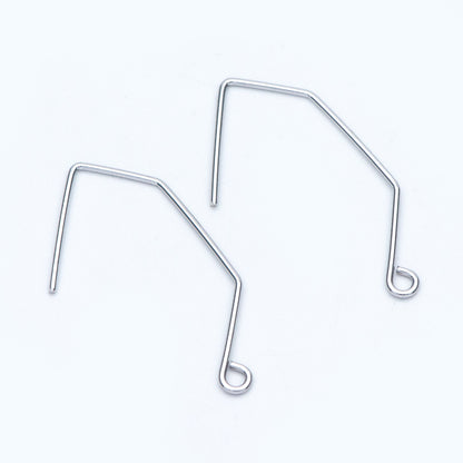 10pcs Gold/ Silver tone Ear Hooks 32x18mm, Gold/ Rhodium plated Brass Simple Earwires Earring Components (GB-947-B)