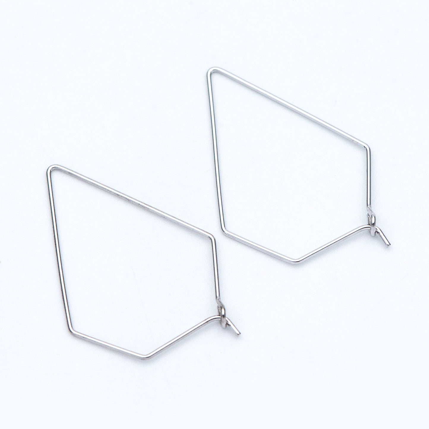 10pcs Gold/ Silver tone Geometric Hoop Earring 35x23mm, 18K Gold/ Rhodium plated Brass, Ear Wire Components (GB-705)