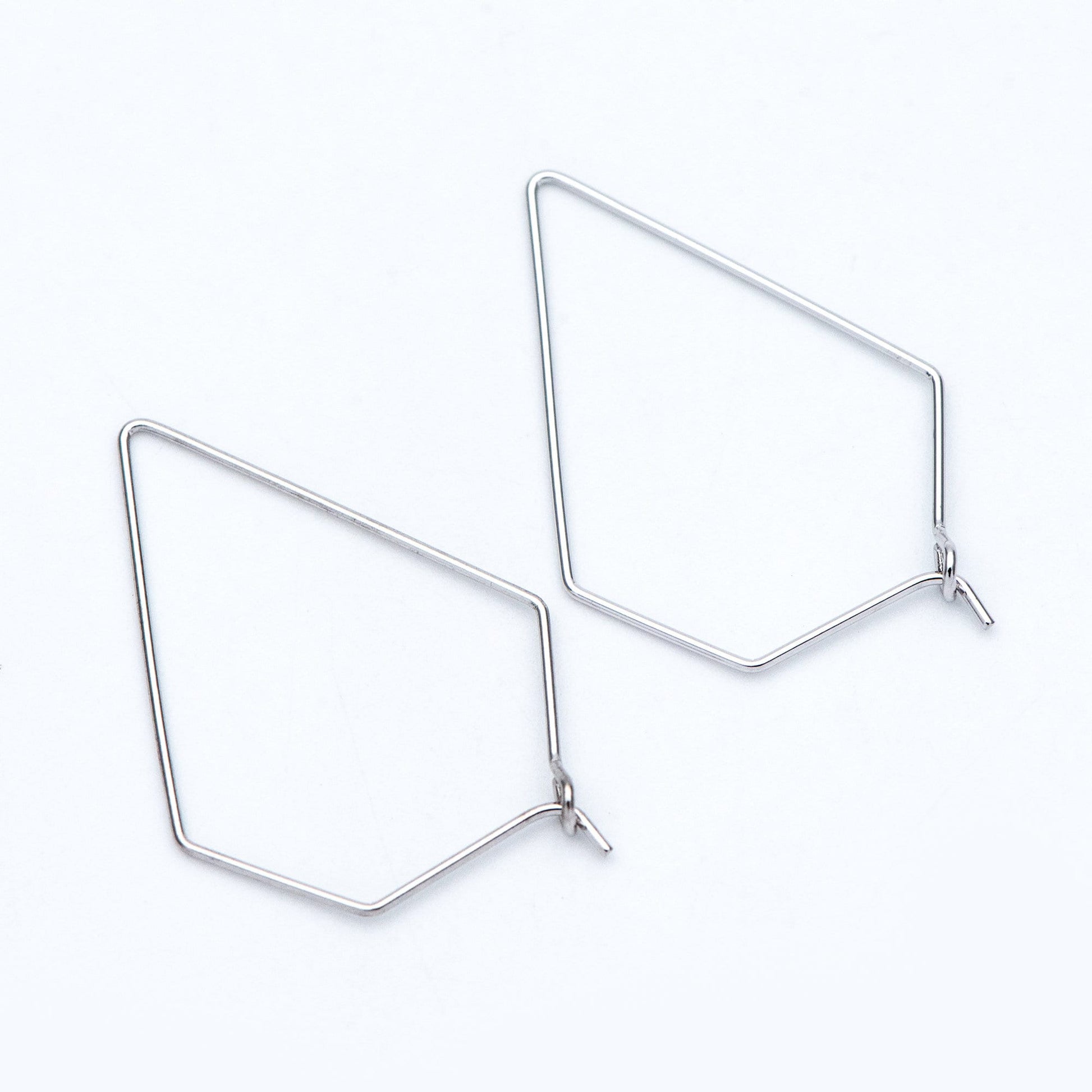 10pcs Gold/ Silver tone Geometric Hoop Earring 35x23mm, 18K Gold/ Rhodium plated Brass, Ear Wire Components (GB-705)