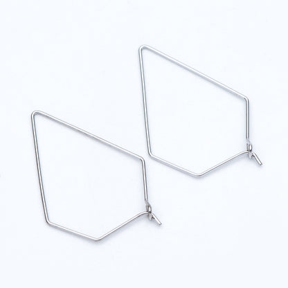 10pcs Gold/ Silver tone Geometric Hoop Earring 35x23mm, 18K Gold/ Rhodium plated Brass, Ear Wire Components (GB-705)