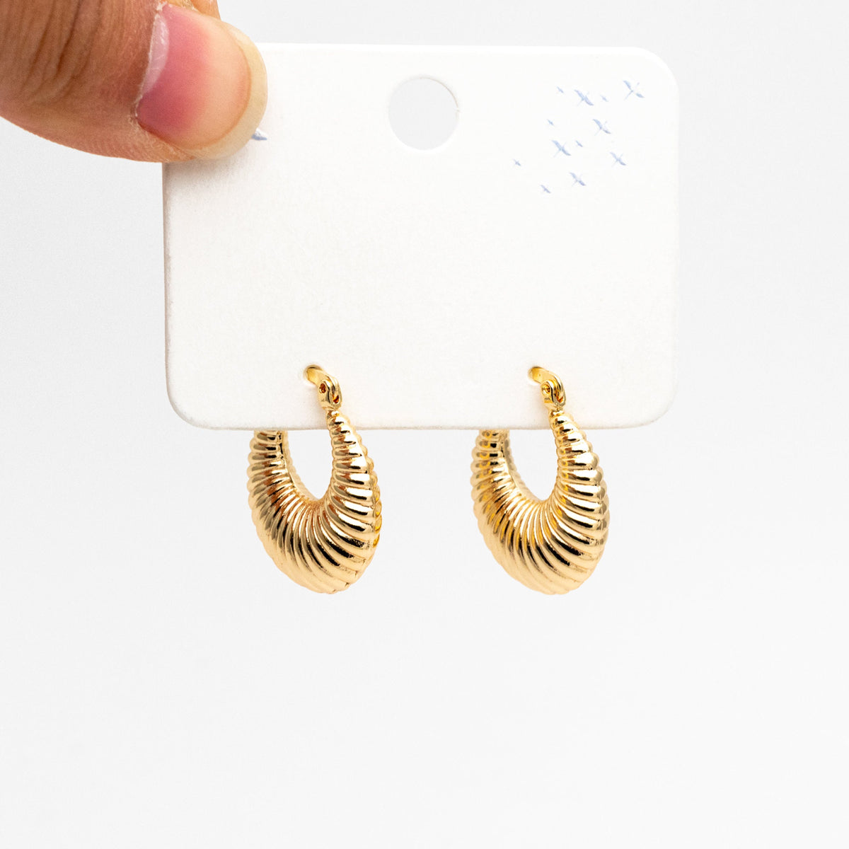4pcs Gold U-Shaped Earrings 25x22mm, Real Gold plated Brass, Minimalist Hoop Earrings (GB-4267)