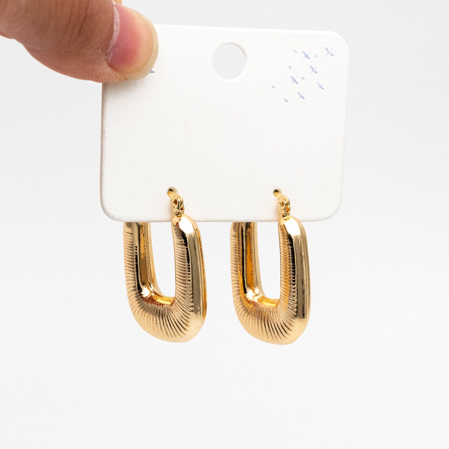 4pcs Gold U-Shaped Earrings 35x22mm, Real Gold plated Brass, Minimalist Hoop Earrings (GB-4268)