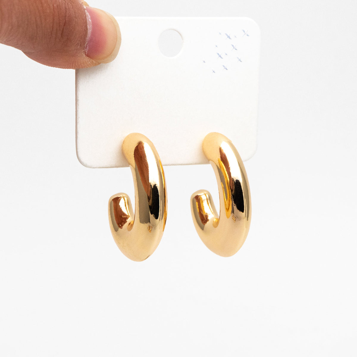 4pcs Gold C Shape Earrings, Gold plated Brass, Dainty Geometric Hoop Stud Earrings (GB-4269)