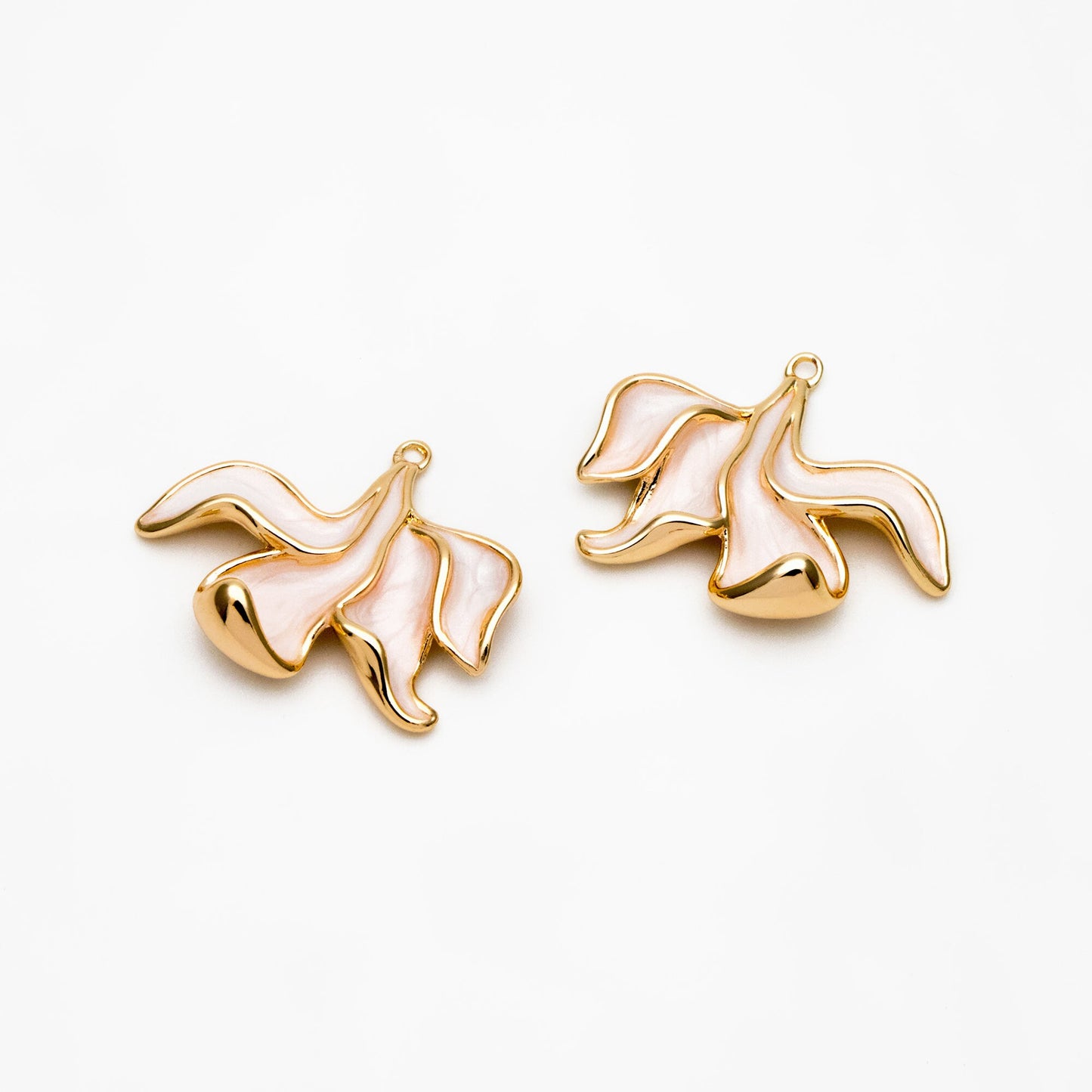 4pcs Gold Enamel Flower Charms, 18K Real Gold plated Brass, Floral Earring Pendants (GB-3950-B)