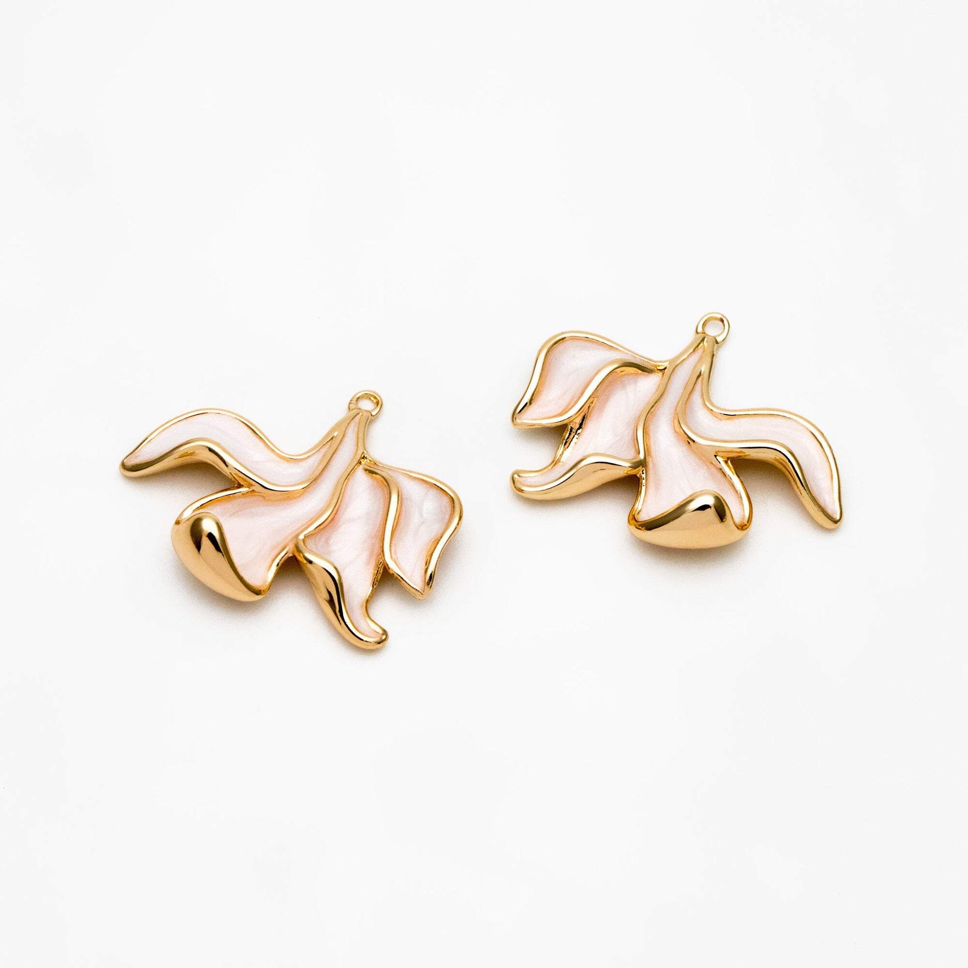 4pcs Gold Enamel Flower Charms, 18K Real Gold plated Brass, Floral Earring Pendants (GB-3950-B)