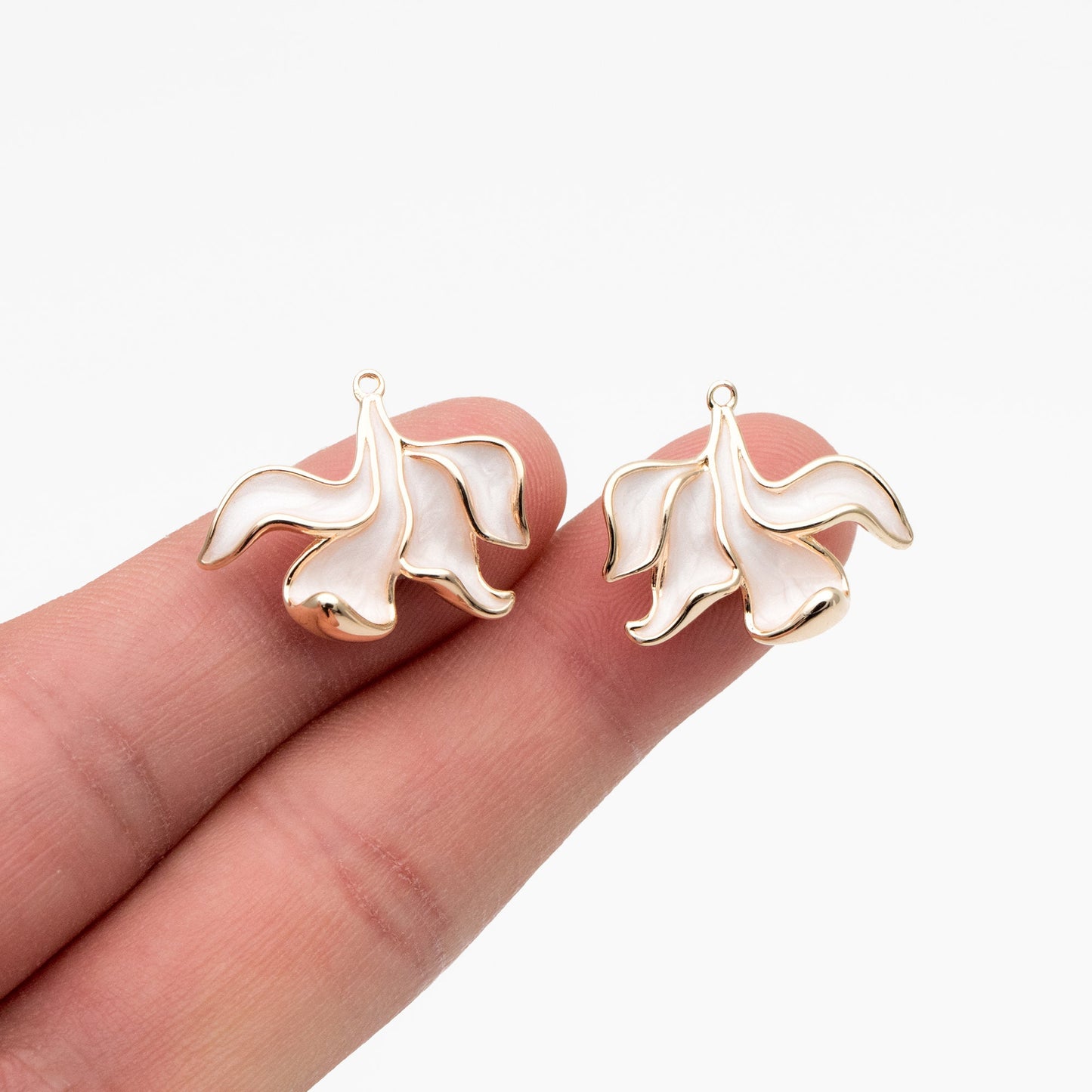 4pcs Gold Enamel Flower Charms, 18K Real Gold plated Brass, Floral Earring Pendants (GB-3950-B)