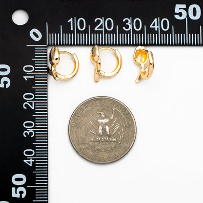 4pcs Gold Tulip Hoop Earrings, 18K Gold plated Brass, Minimalist Huggie Earrings (GB-4273)