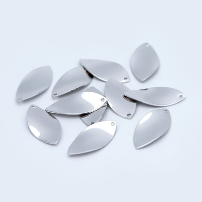 10pcs Gold/ Silver Leaf Charms, Gold/ Rhodium plated Brass, Twist Oval Pendants 23x11mm (GB-981)