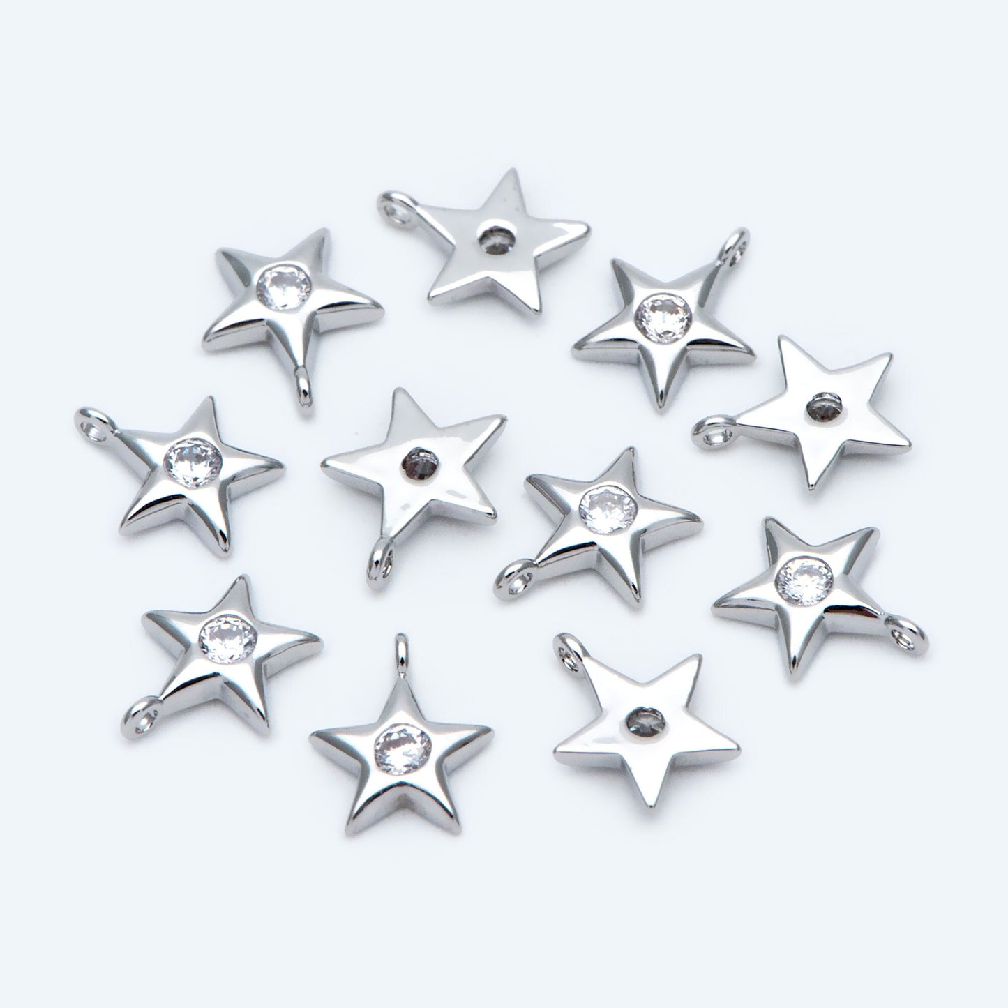 10pcs Gold/ Silver Star Charm 8x7mm, CZ Pave Tiny Star Pendant, Earring Findings, Jewelry Making, Diy Material, Jewelry Supplies (GB-162-E)