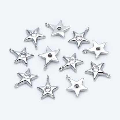 10pcs Gold/ Silver Star Charm 8x7mm, CZ Pave Tiny Star Pendant, Earring Findings, Jewelry Making, Diy Material, Jewelry Supplies (GB-162-E)