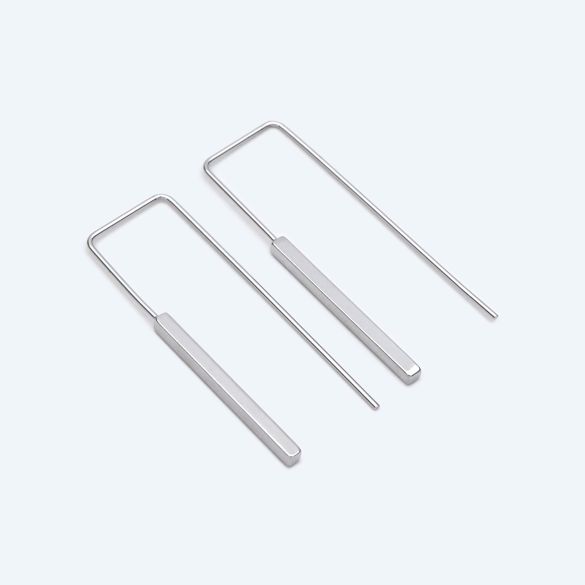 10pcs Gold/ Silver tone Cube Ear Hooks 14x40mm, Gold/ Rhodium plated Brass Simple Earwire Components, Square Earring Hooks (GB-2732-B)