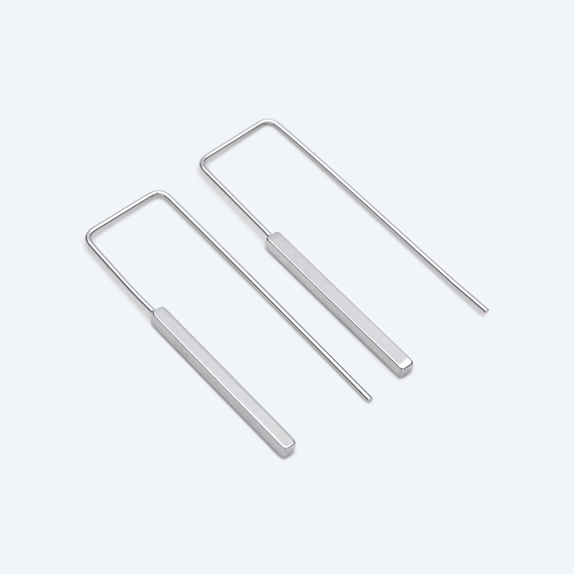 10pcs Gold/ Silver tone Cube Ear Hooks 14x40mm, Gold/ Rhodium plated Brass Simple Earwire Components, Square Earring Hooks (GB-1087)