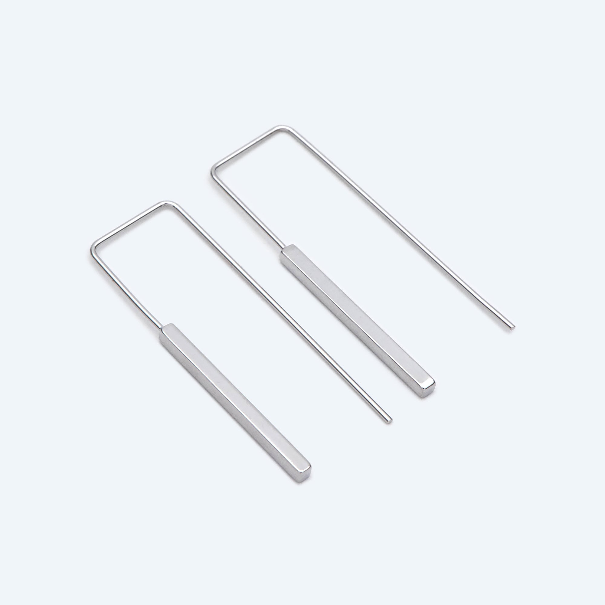 10pcs Gold/ Silver tone Cube Ear Hooks 14x40mm, Gold/ Rhodium plated Brass Simple Earwire Components, Square Earring Hooks (GB-1087)