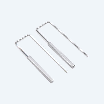 10pcs Gold/ Silver tone Cube Ear Hooks 14x40mm, Gold/ Rhodium plated Brass Simple Earwire Components, Square Earring Hooks (GB-1087)