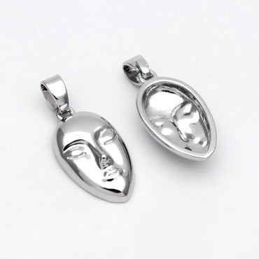 10pcs Gold/ Silver tone Face Charm, Necklace Pendant, Real 18K Gold/ Rhodium plated Brass, Jewelry Supply (GB-2753)
