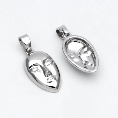 10pcs Gold/ Silver tone Face Charm, Necklace Pendant, Real 18K Gold/ Rhodium plated Brass, Jewelry Supply (GB-2753)