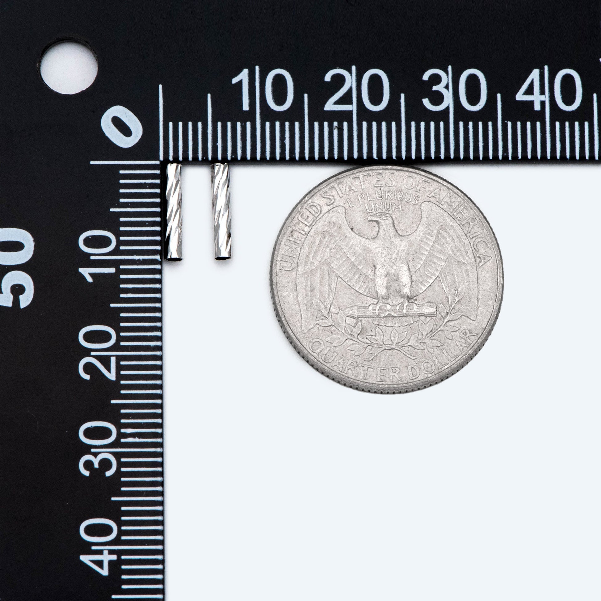 50pcs Gold/ Silver tone Straight Tube Beads 10x2mm, Real Gold/ Rhodium plated Brass Tube Spacers (GB-896)