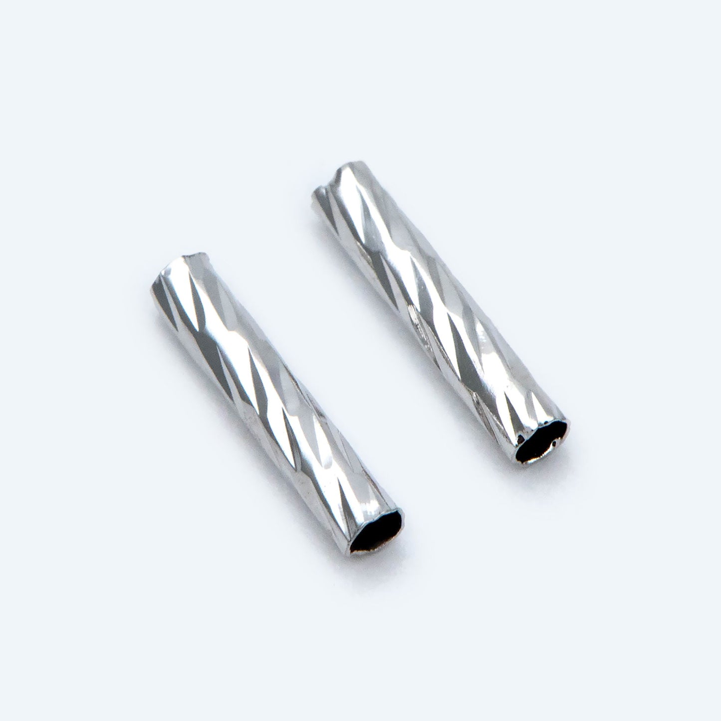 50pcs Gold/ Silver tone Straight Tube Beads 10x2mm, Real Gold/ Rhodium plated Brass Tube Spacers (GB-896)