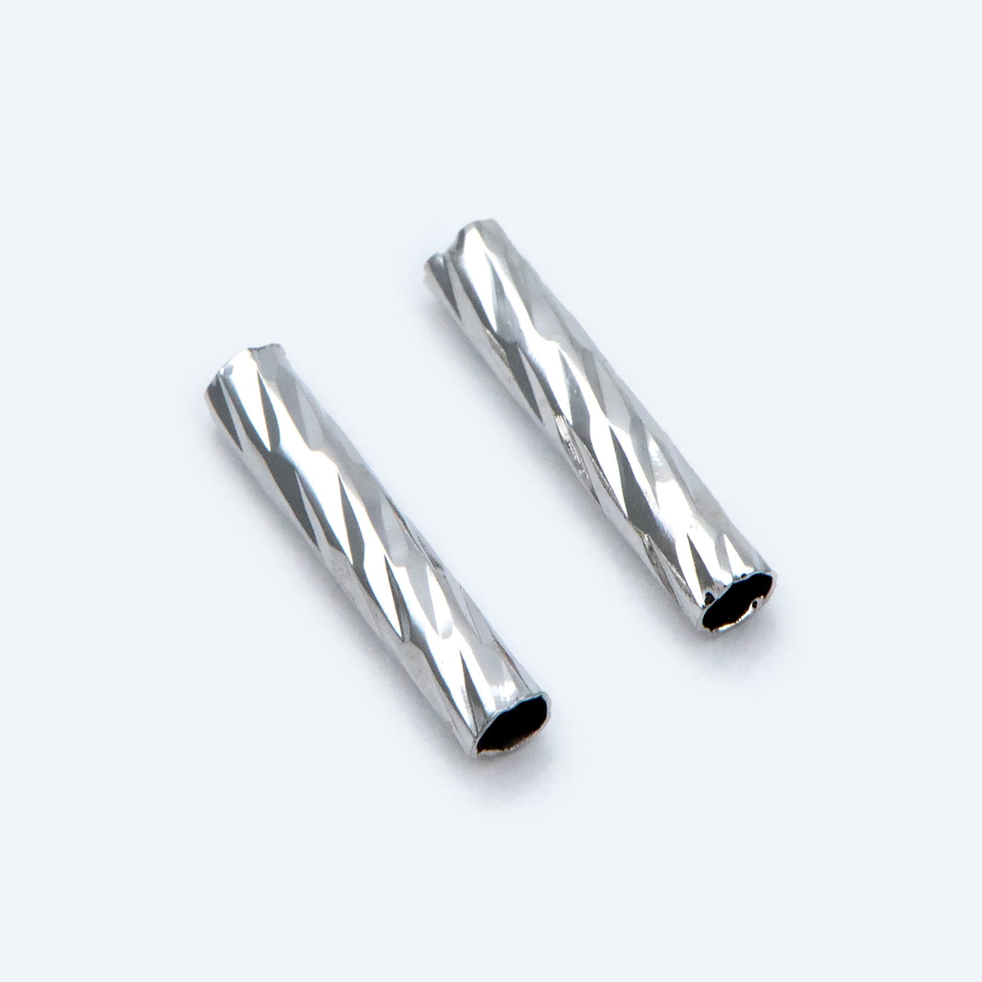 50pcs Gold/ Silver tone Straight Tube Beads 10x2mm, Real Gold/ Rhodium plated Brass Tube Spacers (GB-896)