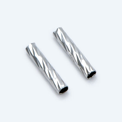 50pcs Gold/ Silver tone Straight Tube Beads 10x2mm, Real Gold/ Rhodium plated Brass Tube Spacers (GB-896)