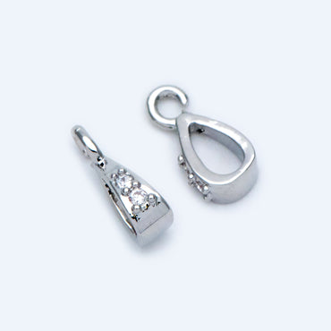 10pcs CZ Pave Gold/ Silver Open Loop Bail, Gold/ Rhodium Plated Bails, Small Bail, Jewelry Bail, Pendant Bails, Metal Bails (GB-1468-C)