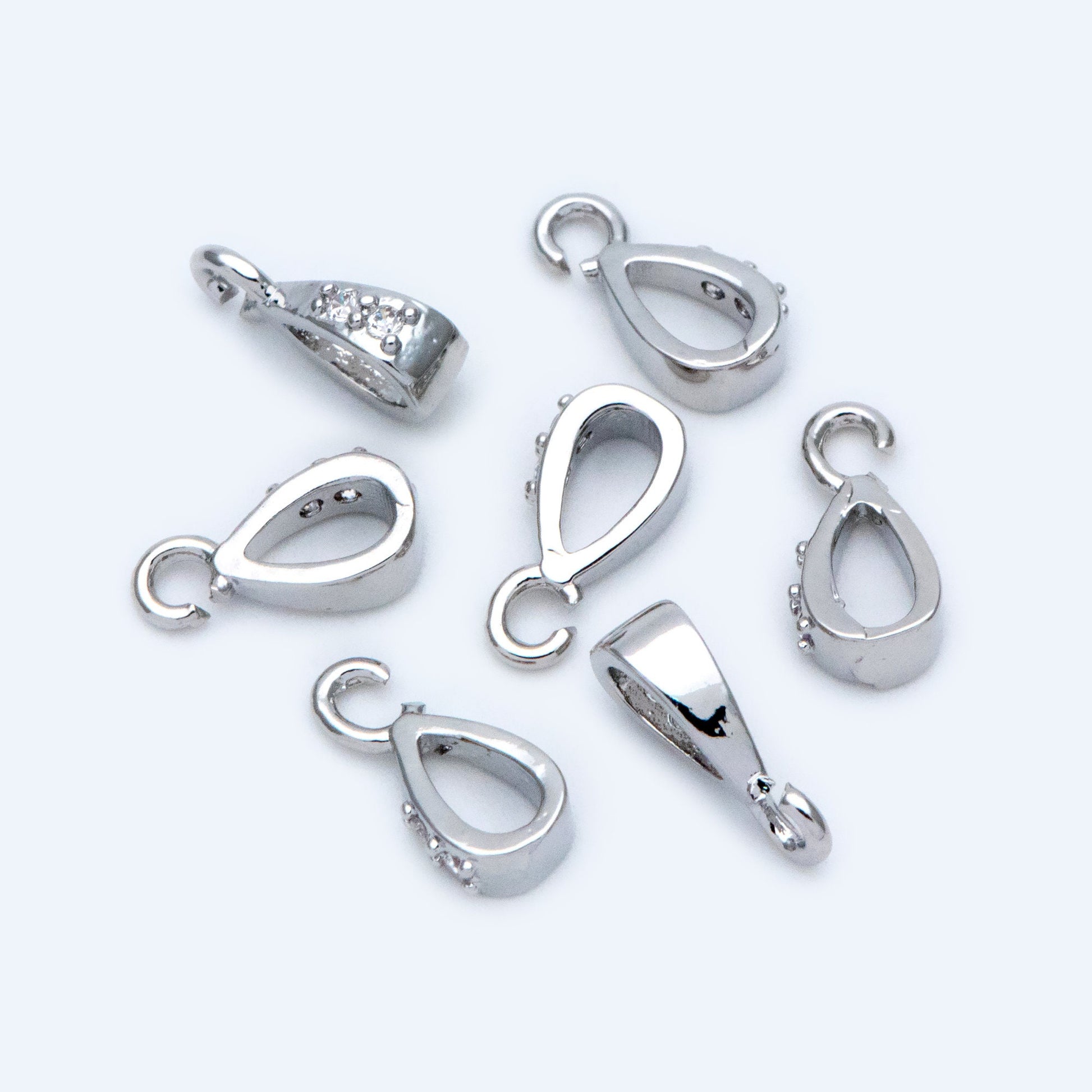 10pcs CZ Pave Gold/ Silver Open Loop Bail, Gold/ Rhodium Plated Bails, Small Bail, Jewelry Bail, Pendant Bails, Metal Bails (GB-1468-C)