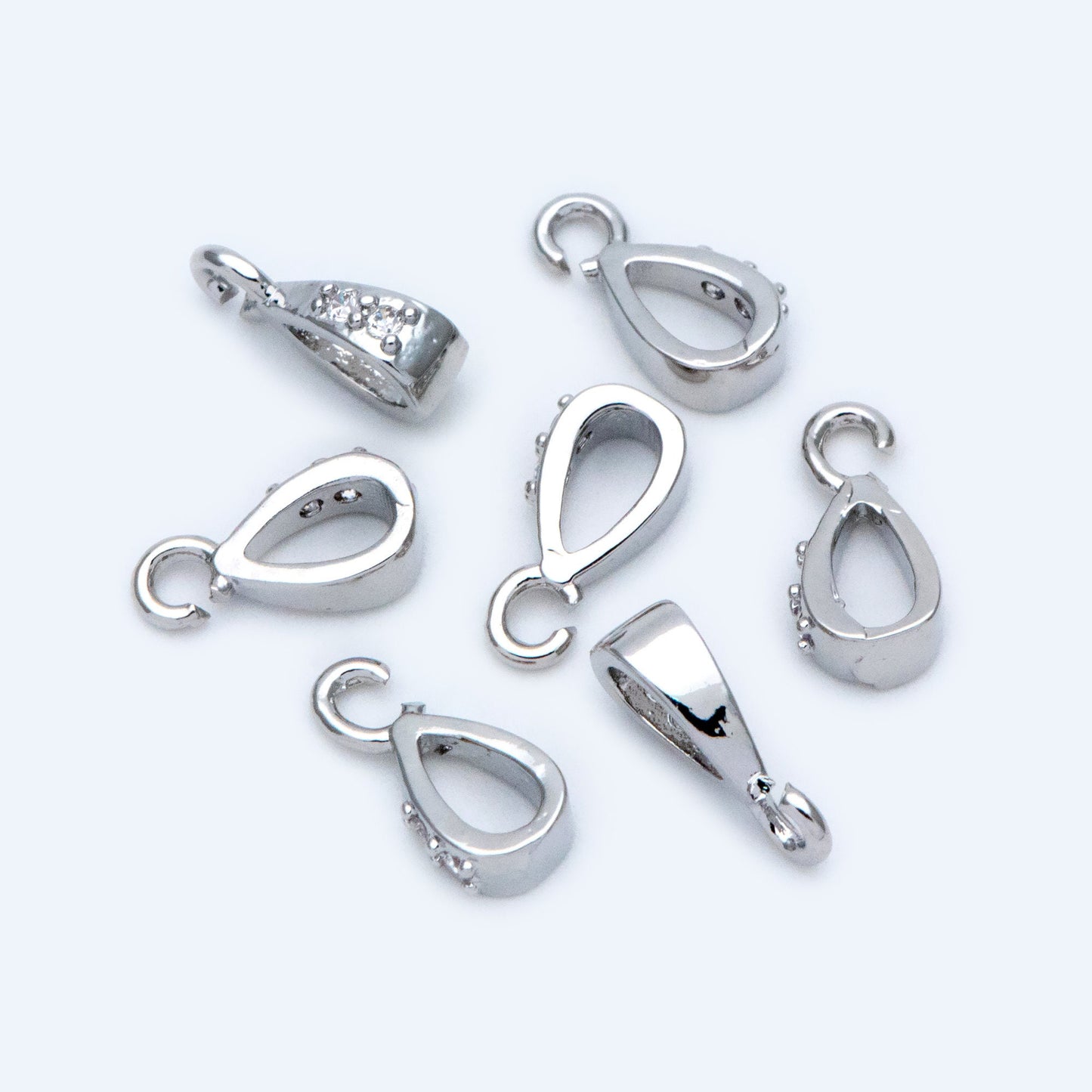 10pcs CZ Pave Gold/ Silver Open Loop Bail, Gold/ Rhodium Plated Bails, Small Bail, Jewelry Bail, Pendant Bails, Metal Bails (GB-1468-C)